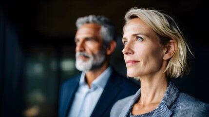 Two professionals discussing in a modern office, conveying collaboration and strategic thinking.