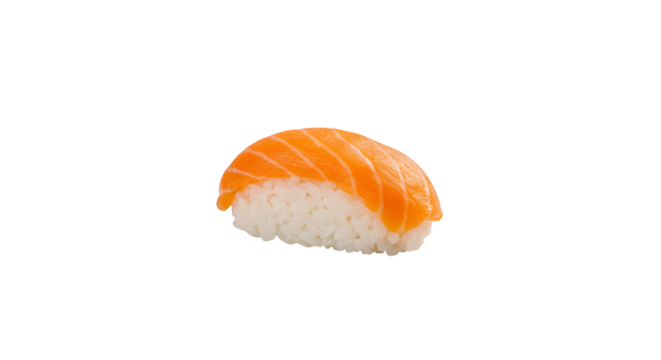 Sake Nigiri Sushi Piece with Fresh Salmon on Rice in High Resolution Transparent Background for Culinary Art and Menu Design - Powered by Adobe