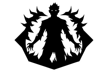 Silhouette Vector Art Illustration of Dark Fantasy Monster Figure with Spikes