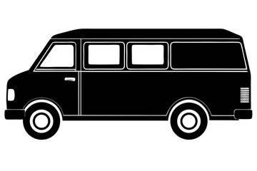 Silhouette Vector Art Illustration of  Vintage Van Vehicle Icon