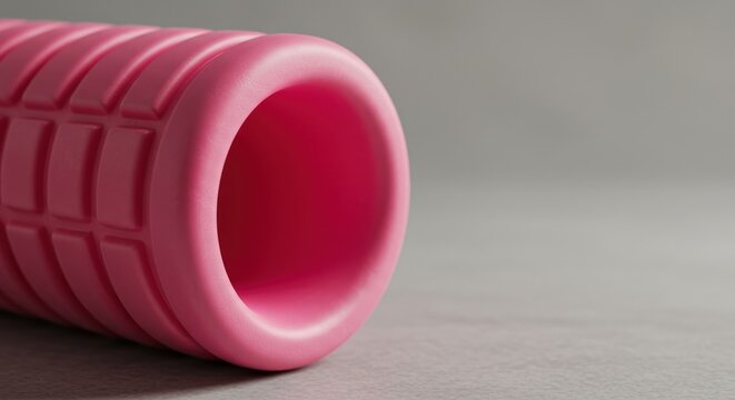Bright pink foam roller perspective