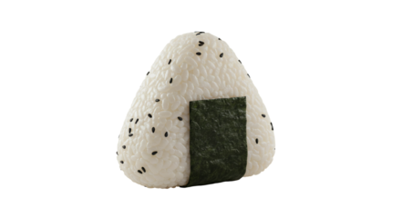 Triangular Onigiri Rice Ball with Nori Seaweed and Sesame Seeds Transparent Background