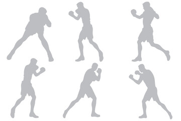 Boxer silhouette illustration. Boxing Silhouette Vector Set. Fighters in Action Poses for Fitness and Combat Sports Design variety.