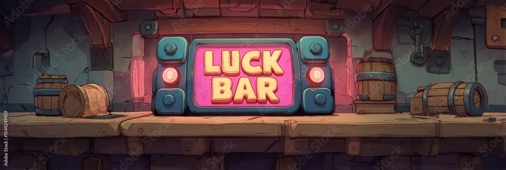 Aufkleber Luck Bar Loading Indicator Concept Art in Animated Style With Vibrant Colors and Detailed Surroundings