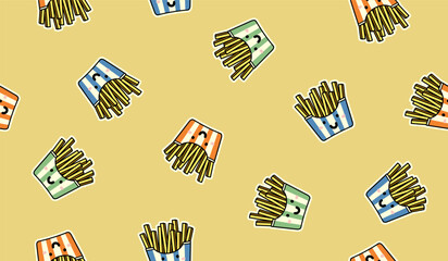Cute french fries pattern background vector design