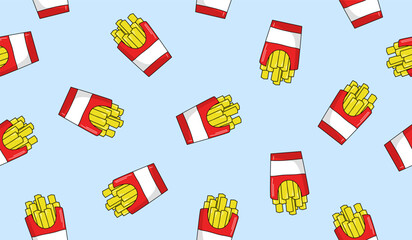 Cute french fries pattern background vector design