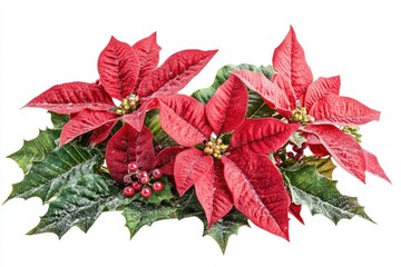 Ultra Hd Visual of Vibrant Holiday Flowers Isolated on White Background, Depth of Field