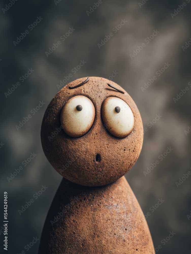 Aufkleber clay character with wide eyes expressing surprise against a minimal background