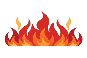 Illustration of Fiery Flames in Red and Orange Color Palette on a White Backdrop