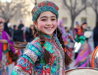 Uzbek Girl in Traditional Dress