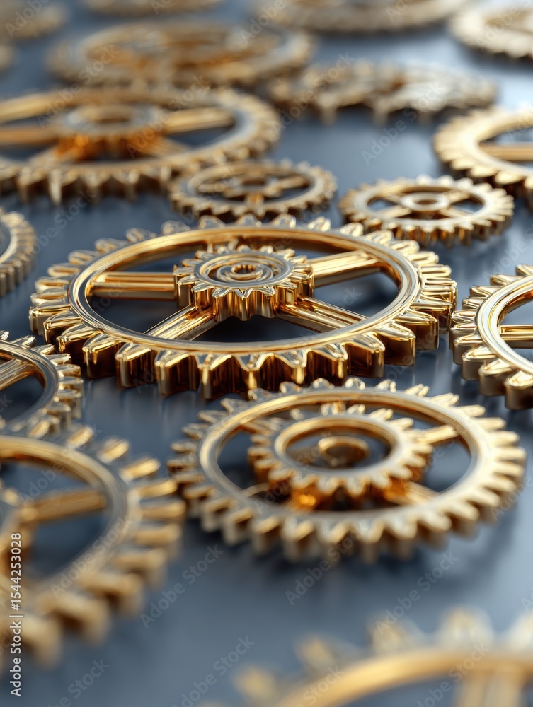 Aufkleber Intricate Interlocking Gears and Cogs Create a Harmonious Design Showcasing Mechanical Precision and Modern Engineering Aesthetics