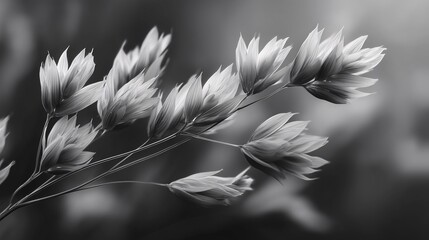 Soft gray floral blur with shallow depth of field
