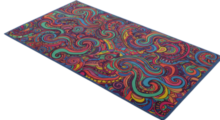 Psychedelic swirl pattern yoga mat colorful artistic design exercise fitness home decor floor covering on transparent background