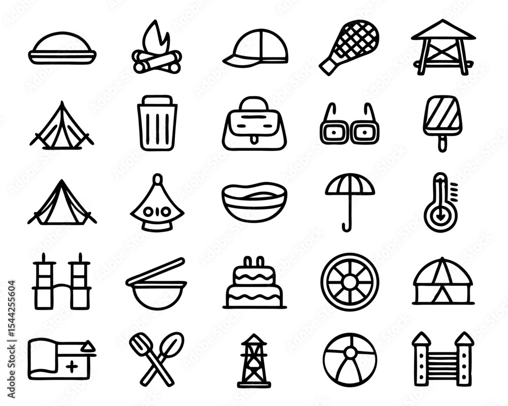 Poster thin line flat layer icon set isolated on transparent background