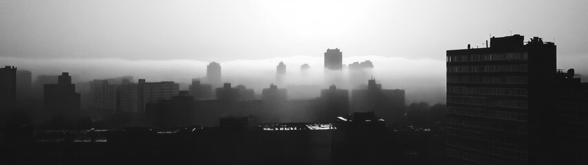 Fototapeta premium City skyline shrouded in morning mist.