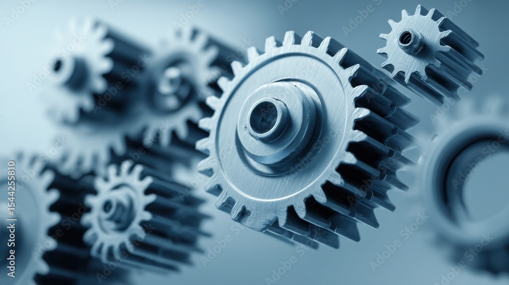 Aufkleber Interlocking Gears and Cogs Create a Complex yet Organized Layout in a Modern Design Environment
