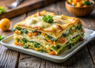 Hearty vegetarian lasagna made with layers of baked squash and saut?ed savoy cabbage atop a bed of creamy bechamel sauce
