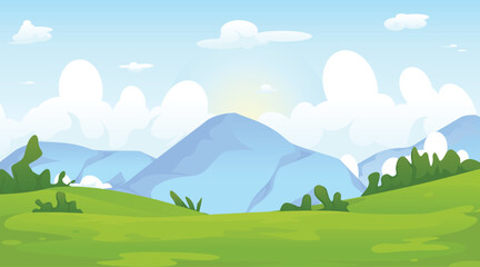 Obraz premium Panorama Landscape with green mountain and sky