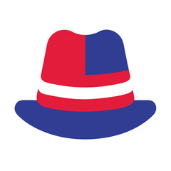 Red Blue French Style Fedora Hat Bastille Day Celebration Tricolor Headwear Graphic Design Illustration