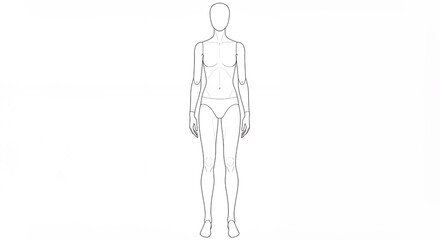 Blank female figure drawing template