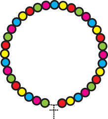 구슬 십자가 원형 목걸이 프레임