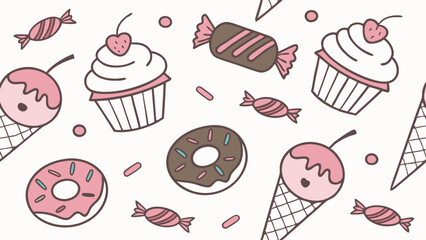 Playful Confectionery Background – Seamless Flat Vector Design