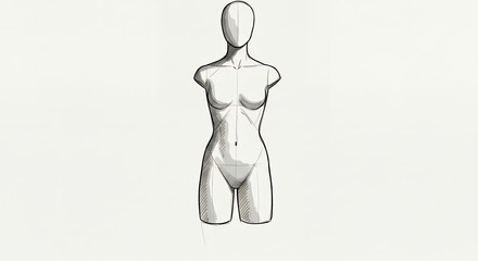Gray scale female torso mannequin illustration