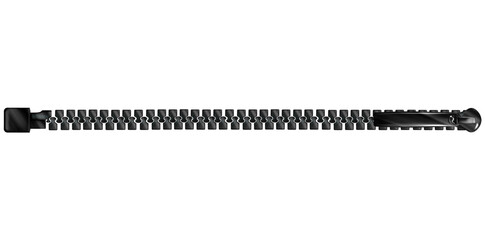 Realistic Black Zipper Isolated On White Background, Zip With Puller Vector Illustration.	