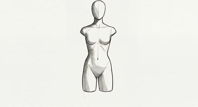 Gray scale female torso mannequin illustration