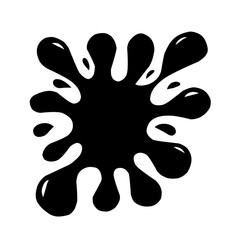 Collection of Black Ink Splatters and Drips on White Background