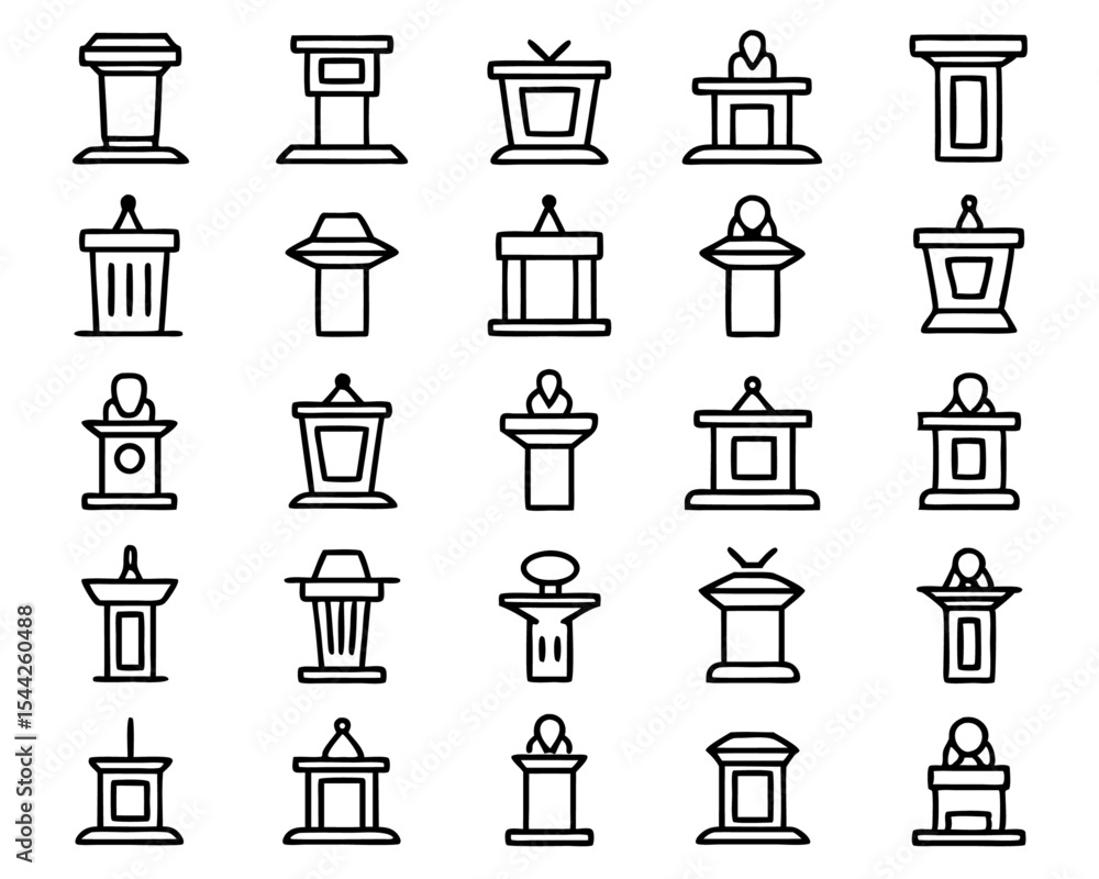 Poster thin line art lectern icon isolated on transparent background