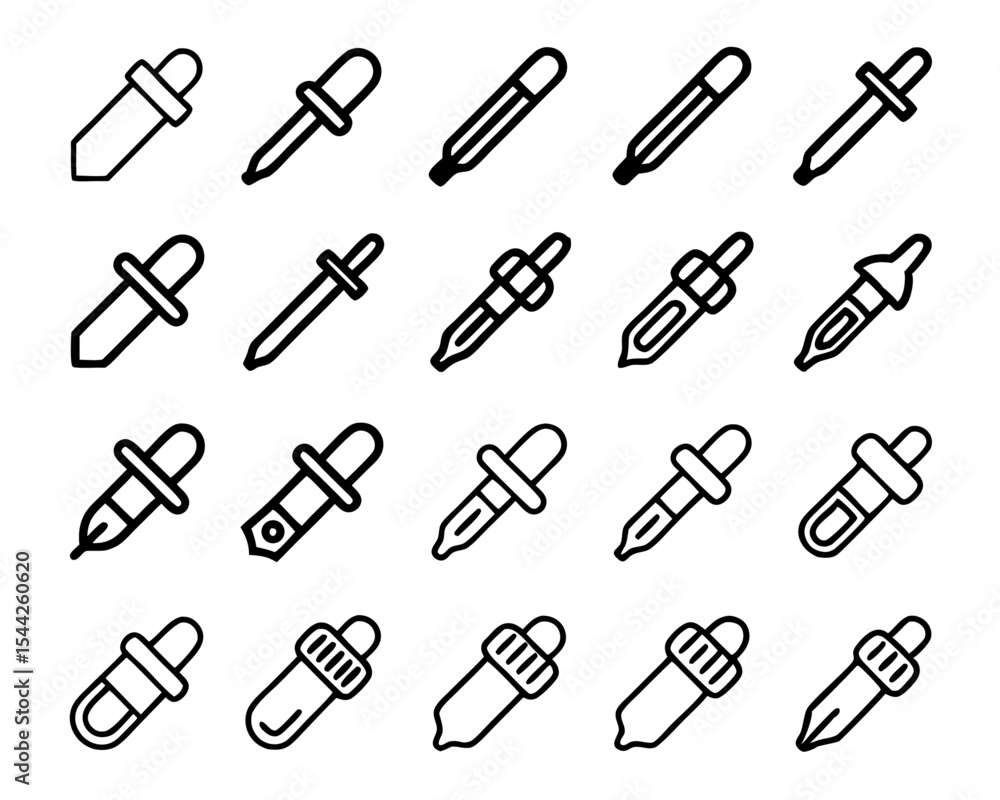 Poster thin line pipette icon single laboratory tool graphic isolated on transparent background