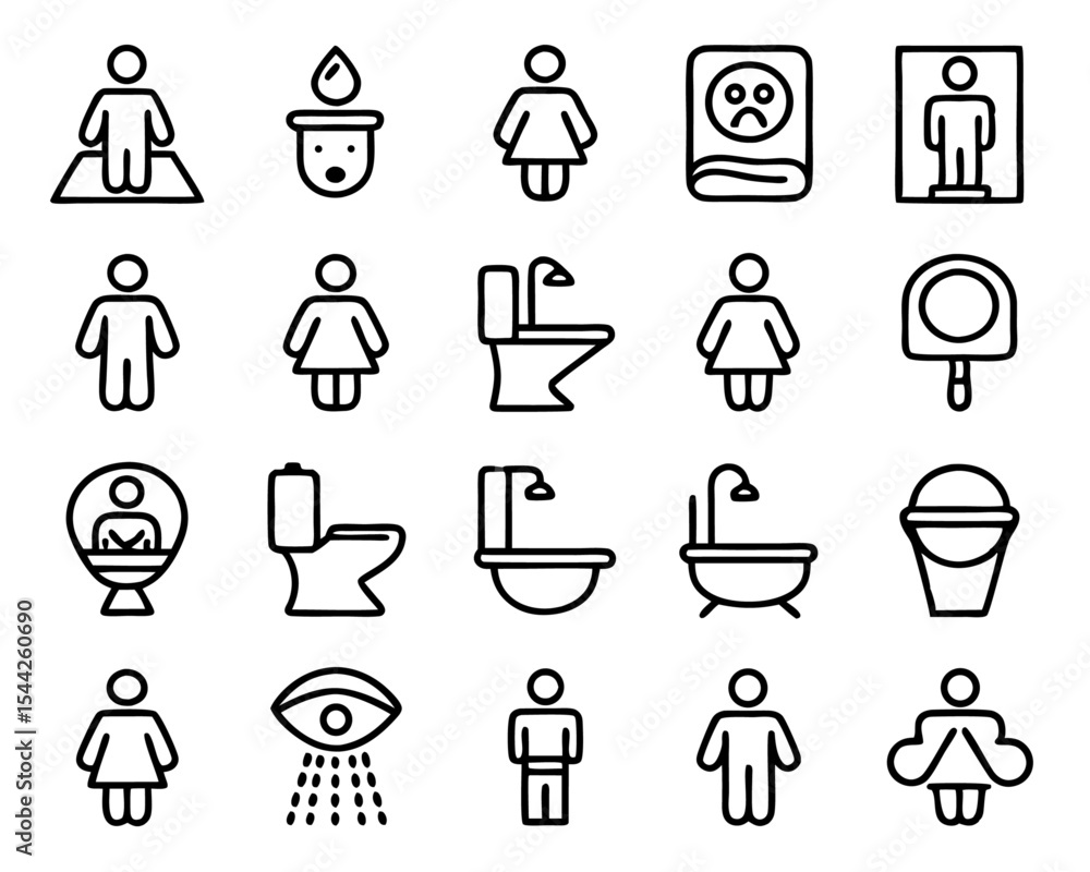Poster restroom icon thin line art single isolated icon on transparent background isolated on transparent b