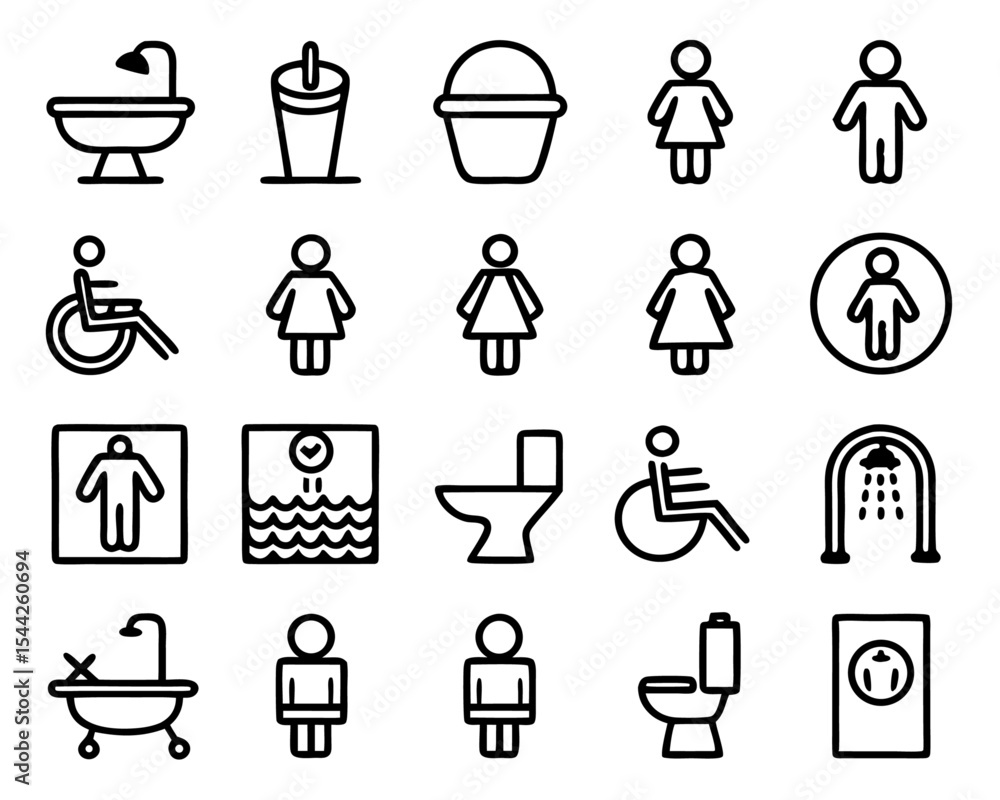 Poster restroom icon thin line art single isolated icon on transparent background isolated on transparent b