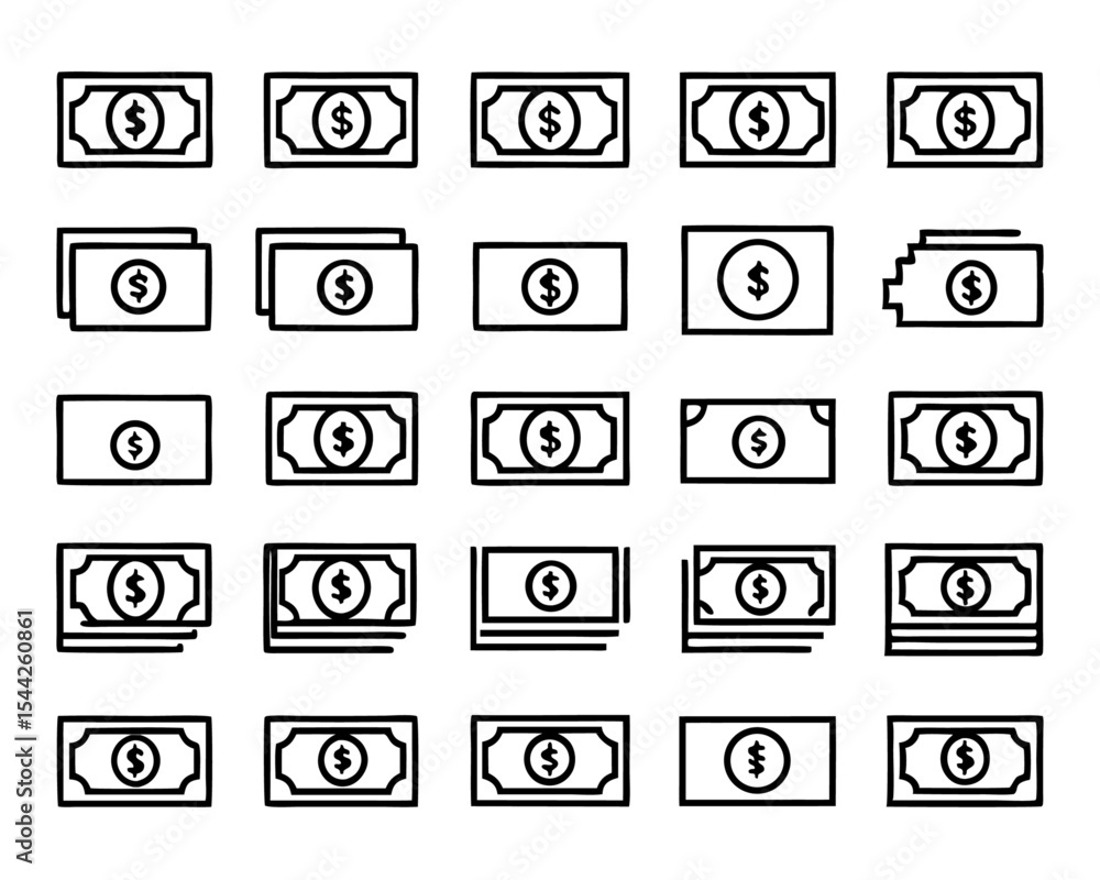 Poster stack of bills icon thin line art design isolated on transparent background