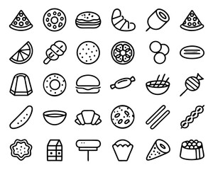Spanish tapas icon set flat thin line illustration of isolated snacks on transparent background isolated on transparent background
