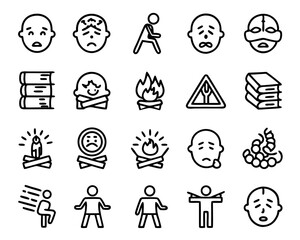 Stress icon flat thin line design isolated on transparent background