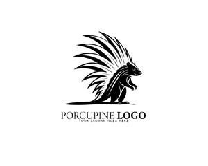 Obraz premium Bold porcupine vector logo icon in elegant circular design with black and white contrast, perfect for branding wildlife-focused services and minimalist animal symbol templates.