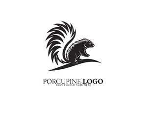 Obraz premium Elegant abstract porcupine icon in a circular quill motif, rendered in high-contrast black and white for modern business branding, nature themes, and minimalist logo designs.