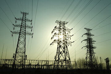 High voltage electric tower line
