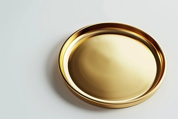 High Definition View of Gold Plate on a White Background