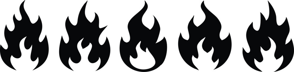 Fire flame icon set. Vector illustration