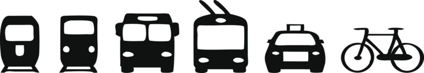Public transport icons set. Vector illustration