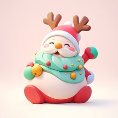 Cute 3d render of a smiling christmas snowman