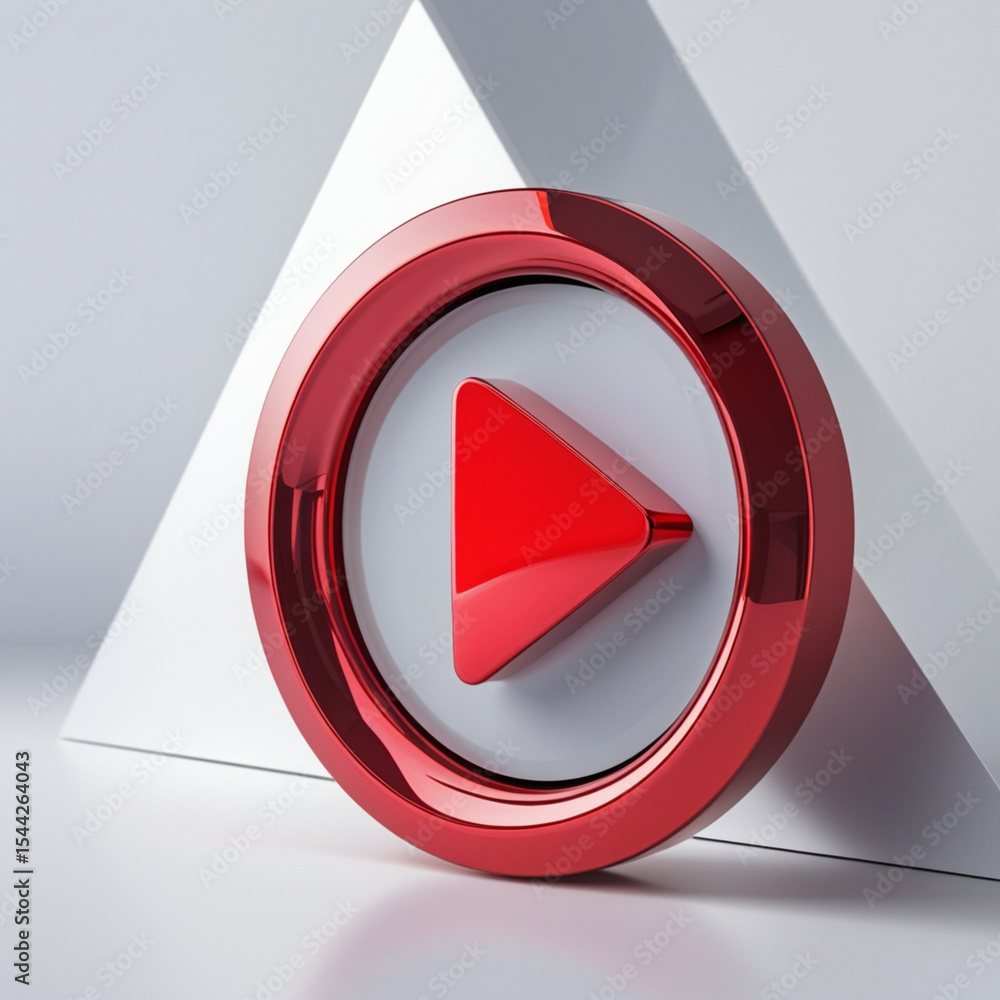 Poster red 3d arrow icon symbol for play button and forward media control on web and computer interface