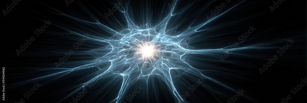 Aufkleber glowing brain center with radiating nerves in a vibrant display of neural activity and connection pa