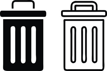 Bin icon set. Trash can, delete button. Vector