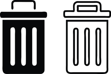 Bin icon set. Trash can, delete button. Vector