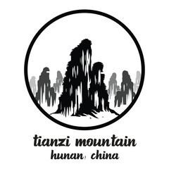 Circle Icon Tianzi Mountain. Vector illustration