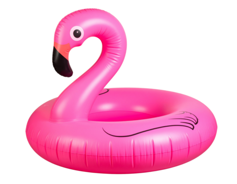 Pink Inflatable Flamingo Pool Float for Summer Fun on Transparent Background PNG